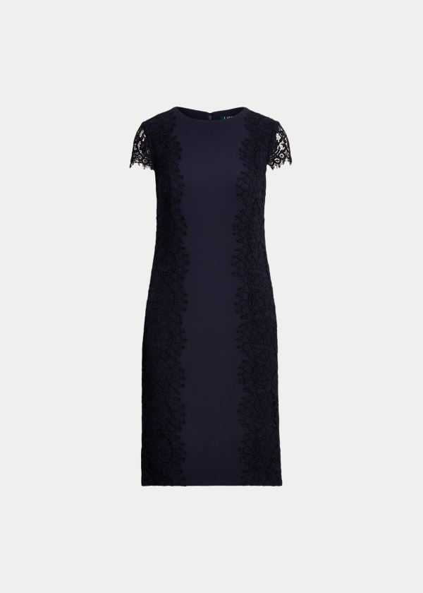 Vestidos Ralph Lauren Mujer Azul Marino - Jersey-Lace Cocktail - JSBRI4613